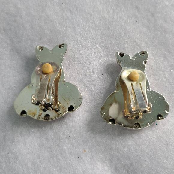 Vintage Best Easter Bunny Silver tone Metal Clip Earrings 1" NEW Deadstock - Picture 3 of 6